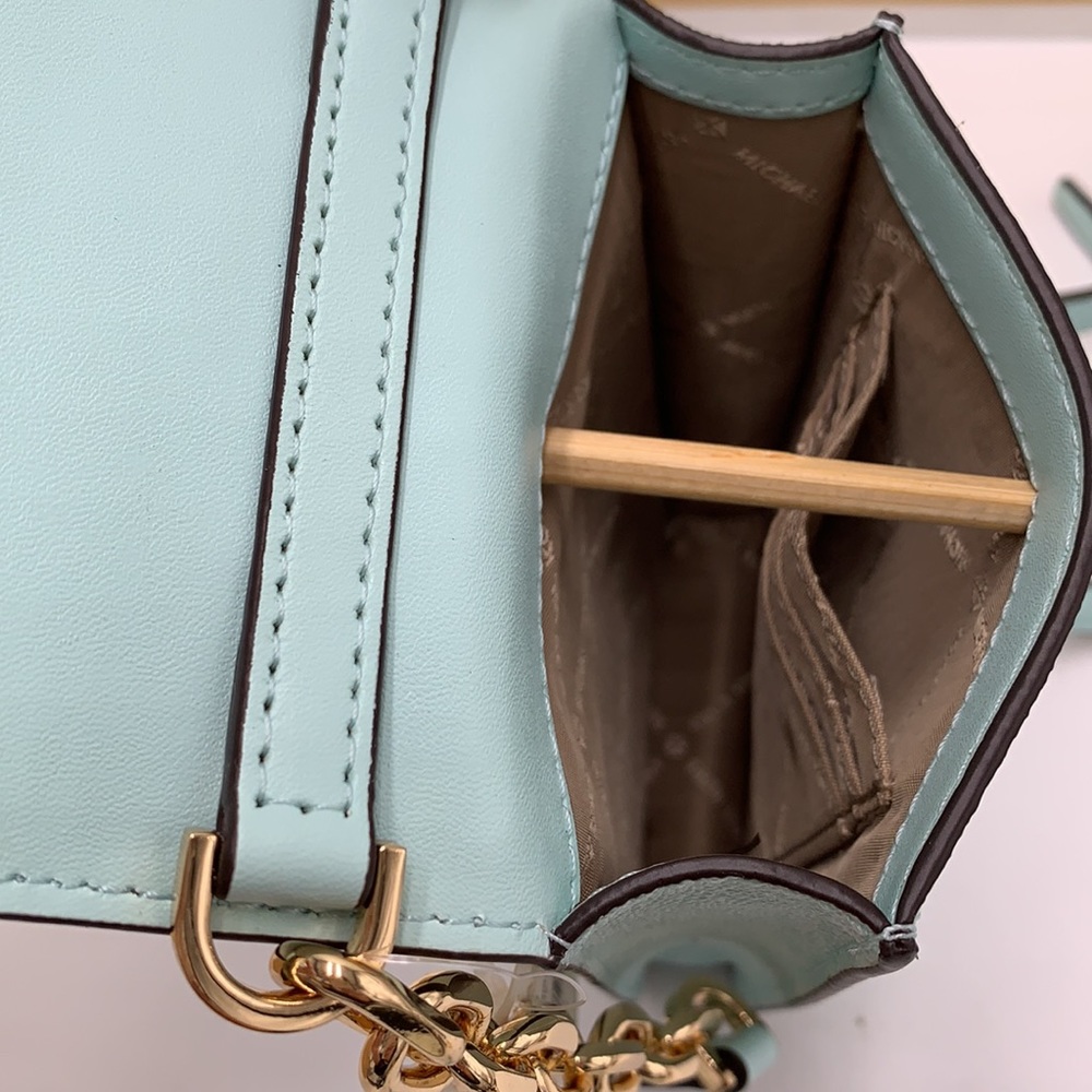 NWT MICHAEL KORS CARMEN SMALL NORTH SOUTH PHONE XBODY FAIR AQUA SIGNATURE COLOR - Picture 10 of 16